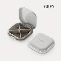 1pc 4-Compartment Travel Pill Organizer, Portable Medicine Container Clear Design - Vitamin Supplement Case with Safety Cap violetinė
