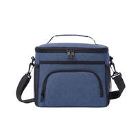 Insulated Lunch Bag Portable Cooler Tote Box with Handle and Adjustable Shoulder Strap for Students and Office Use Large Capacity Storage one size tamsiai mėlyna