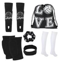 6 vnt./rinkinys Tinklinio reikmenys apima Tinklinio kelio apsaugas Tinklinio rankovių maišelį Tinklinio raištelių maišelį Tinklinio softbolo galvos juostas Plaukų raištį 6pcs