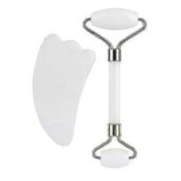 Style 2 White 2 In 1 Facial Massage Roller Guasha Board Kit Double Heads Jade Stone Face Lift Skin