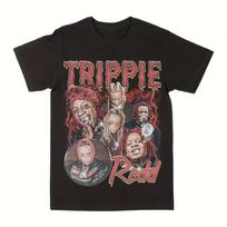 Vyriški oficialūs Trippie Redd marškinėliai Sunkūs raudono logotipo spaudiniai Laisvo kirpimo Streetwear Koncertiniai drabužiai S įvairiaspalvis