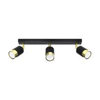Spot Sufitowy Czarny Podłużny Potrójny Klosz Złoty 3Xgu10 10W Nero Sl.1071 Sollux Lighting