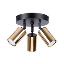 Spot Sufitowy Czarny Okrągły Potrójny Złote Klosze 3Xgu10 10W Winx Sl.1385 Sollux Lighting