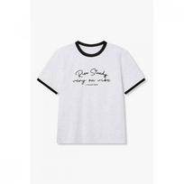 Vov LeTTering Embroidery Ringer T shirT 7156240003 white (01)/S(55)