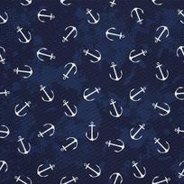 Outdoor Dekostoffe Oxford - Motiv Anker Auf Marineblauem
