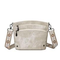 Multi-Layer Messenger Bag Vintage Shoulder Bag Multi-Functional Women's Bag smėlis