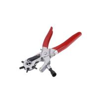 Rotary Leather Hole Punch Tool Heavy Duty Handheld Punching Pliers for Belt Strap Crafting and Repair with Adjustable Hole Sizes One Size raudona
