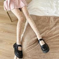 Sexy Black Schoolgirl Tights for Girl Fashion Spring Summer Jacquard Bow Pantyhose Lightweight Anti-sag Legging Stocking Sock One Size balta