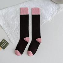 Trendy Color-Block Thigh-High Socks for Women – Retro Urban Calf Socks, Lightweight Spring Autumn Korean Streetwear One Size