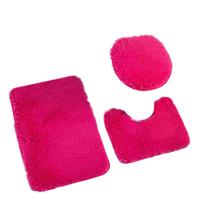 Luxurious 3-Piece Red Bathroom Rug Set Soft Plush Non-Slip Bath Mat, Contour Rug, and Toilet Lid Cover One Size karšta rožinė spalva