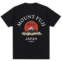 Japanese-style Mount Fuji Fashion Retro Elements Summer Street Trend Men's T-shirt Short-sleeved Casual Sporty Breathable Top S įvairiaspalvis