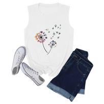 Women Sleeveless Tank Top Casual Dandelion Print Summer Vest Lightweight Soft Fabric Relaxed Fit Breathable Design M balta