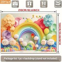2D Cute Colorful Rainbow Backdrop Hot Air Balloon Photography Background 47.2x31.5inch/120*80cm
