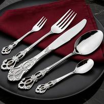 5-piece Retro Royal Silverware Silver Flatware Set for 4 Stainless Stainless Forks Spoons Dishwasher Safe sidabras