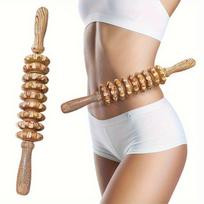 Natural Solid Wood Roller Massage Stick Handheld Back Massager Muscle Relaxation Tool for Deep Tissue Massage and Stress Relief one size ruda