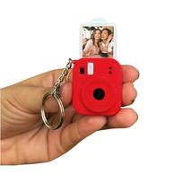Portable Mini Camera Keychain Metal Key Ring Decorative 3D Print Camera Pendant Multipurpose Lightweight Bag Hanging Ornament raudona