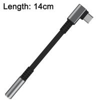 Ausinių priedai, USB C iki 3,5 mm ausinių adapteris, stačiu kampu, pinti, su DAC mikroschema, pilka