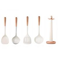 New Silicone Spatula Set Non-Stick Long Handle Kitchen Utensils High-Temp Resistant Cooking Tool Set Pot Scraper šviesiai pilka spalva