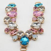1pc/batch 110mm Pink Waterdrop Diamond Rhinestone Chain Acrylic Bikini Buckle DIY Hand Sewn Beach Shoes Apparel antikvarinės žalvario spalvos