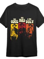 Men'S Crew Neck Comfort T-Shirt Cool The Good The Bad and The Ugly Graphic Print Black Casual Knit Stretch Fabric S įvairiaspalvis