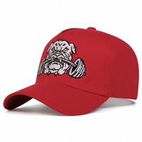 Unisex Bulldog Dumbbells Embroidery Baseball Caps Spring Autumn Outdoor Adjustable Casual Hats Sunscreen Hat raudona