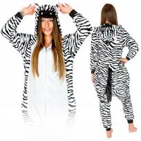 Zebra Kostium Onesie Kigurumi Ciepła Piżama Zapinana Kombinezon Dres M