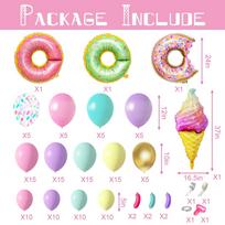 1 rinkinys Macaron balionų bokštas su spurgos ledų folijos balionų rinkinys, skirtas mergaičių spurgų gimtadienio vakarėliams papuošti, „pasidaryk pats“ dovanų reikmenys
