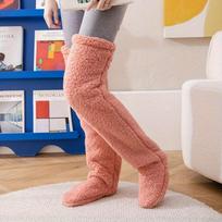 1 pora „Snuggle Paws“ kojinių šlepetės, moteriškos kojinių šlepetės, mielos šiltos kojinės kojinės, kelio kojinės kojų šildytuvai, šlepetės kojinės Coral Powder/1 pair