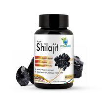 VEDAPURE Shilajit | Žalios Himalajų Shilajit kapsulės | Originalios Shilajit kapsulės vyrams jėgai ir ištvermei didinti Shilajit-1000 mg, 60 kapsulių