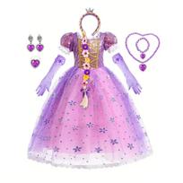 Rapunzel suknelės princesės kostiumas mergaitei Cosplay vakarėlio suknelė susivėlusi gimtadienio dovana Helovino vaikiškas kostiumas 2-10 metų 100(2-3T) violetinė