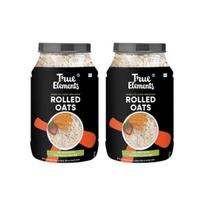 True Elements Susuktos avižos - 100% Pilno grūdo | Dietinis maistas | Pusryčių dribsniai | Supertaupantis avižų rinkinys | Daug skaidulų | Didelės avižos 1 kg (Pakuotėje 2 vnt)