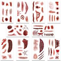 10 lakštų Helovino randų tatuiruočių lipdukų rankai, veidui, kūnui, laikini, vandeniui atsparūs, netikri tatuiruočių lipdukai, vaikams, kūrybiškos festivalio dovanos