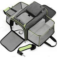 Cat Bag Foldable Large Capacity Cat Outdoor Car Expansion Portable Pet Handbag Breathable Diagonal Cross Bag for Cats and Dogs black