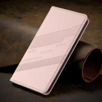 Magnetic Leather Wallet Flip Case for iPhone 16e 16 15 14 13 12 11 X XS XR 8 Plus Pro Max Cover | Fashion Design & Card Slots For IPhone 16e rožinė
