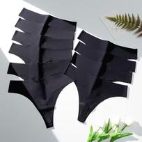 BZEL 10PCS/Set Women's Panties Black Female Thongs Sexy Lingerie Breathable Underwear Sports Comfortable G-Strings Seamles Panty S&10pcs juoda