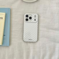 iPhone 16 Pro Max Polka Dot Protective Case – Fits iPhone 14/15 and Apple 17 Pro iPhone 14 Pro balta taškuota spalva
