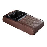 Center Console Cover for Car Waterproof Faux Leather Car Arm Rest Cover with 2 Cup Holders Universal Car Interior Accessories kava