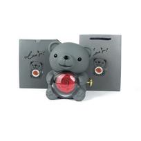 Teddy Bear Everlasting Flower Gift Box with Ring and Necklace
