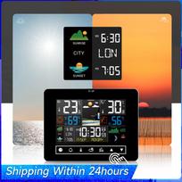 Wireless Weather Station with Humidity Atomic Clock Air Pressure Color Display Digital Forecast Station for Patio House China Mainland