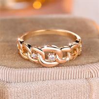 Vintage Female Hollow Link Chains Rings For Women Champagne Gold Color Inlay White Zircon Daily Party Index Finger Ring Jewelry 7