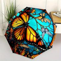 Monarch Butterfly Stained Glass   Umbrella, Portable 3 Fold Compact Umbrella for Men & Women,S282