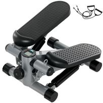 SPORTNOW 2 viename mini elipsinis treniruoklis namams su galios lynais, aukštyn-žemyn svyruojantis elipsinis treniruoklis su LCD ekranu, elipsinis treniruoklis namų treniruoklis iki 100 kg kojų/rankų treniruotėms, namų biuro fitneso pratimams, pilka, Pilka