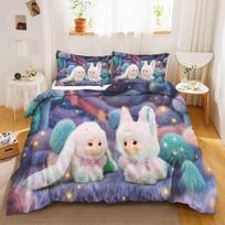 wakuku Printed 3-Piece Set 1 Quilt Duvet Cover Bedding Set Twin Size Sets Queen 3D Children'S Bedding EU Single(135*200cm)3pcs