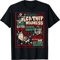 Catnip Madness Cute Kitten Cat Lover Gift Cat Owners T-Shirt S juoda