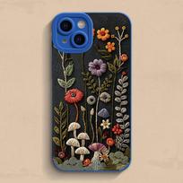 For iPhone 16 16E 15 14 13 12 11 Pro Max Case Embossed Floral Pattern Painted Phone Cover For iPhone XS X XR 7 8 Plus SE2 Fundas iPhone 12 Mini