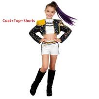 Kids Zoey Rumi Mira Stage Outfits Cosplay Girls Black Costume Uniform Halloween Party Role Playing Printed Fancy Dress Up Suits 130(120-130)