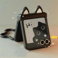 Korėjietiškas Japonijos Mielos Katės Ausys Juodas Telefono Dėklas Skirtas Motorola Razr 60 50ultra Razr 40 Ultra Skirtas Samsung Galaxy Z Flip 7/6/5/4/3 For Galaxy Z Flip 6
