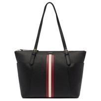 Bally logotipas Raudonas ir baltas pintas dirželis Rankinė pirkinių krepšys Odinė peties rankinė Moteriškos rankinės Juoda 6311549 Basic Set (Bag+Dust Bag)