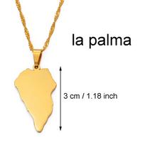 Ispanija Kanarų salos Tenerifė/Gran Kanarija/Fuerteventura/La Palma/Lanzarotė Žemėlapio Pakabukai Karoliai Moterims Merginoms Papuošalai #120121 Pendant Chain&45cm OR 17.7 Inches