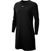 Nike Sportswear Essential Suknelė Vienspalvė Siuvinėtas Mažas Logotipas Sportinis Megztas Ilgomis Rankovėmis Suknelė Moteriškos Suknelės Juoda CU6509-010 XS